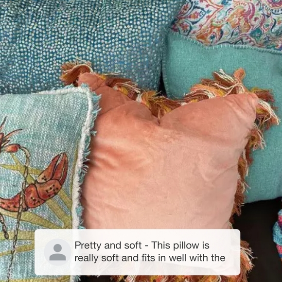 Velvet Square Throw Pillow with Fringe - Picture 6 of 16